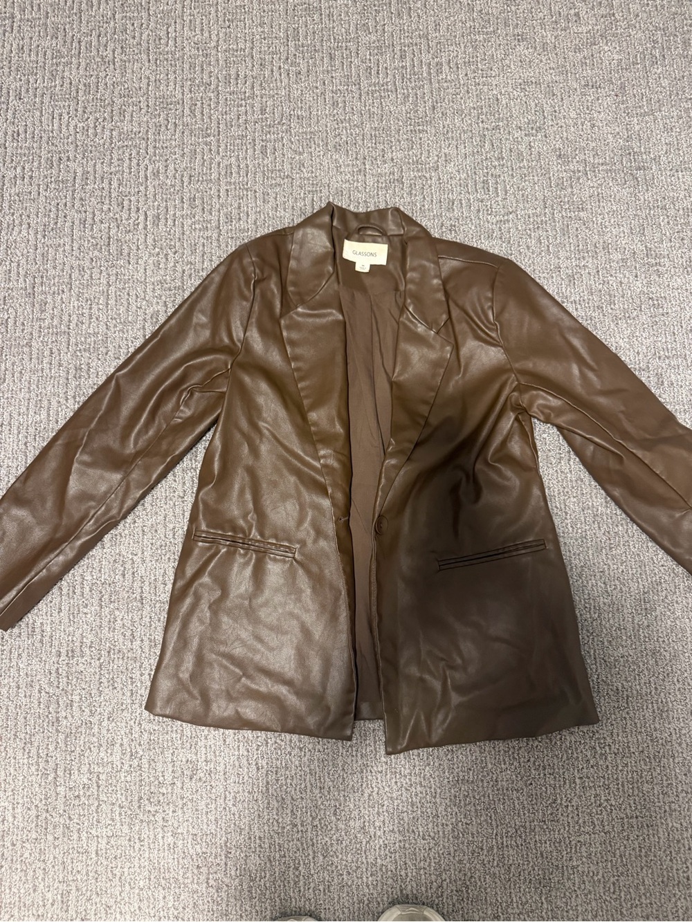 Glassons Chocolate Brown Faux Leather Blazer